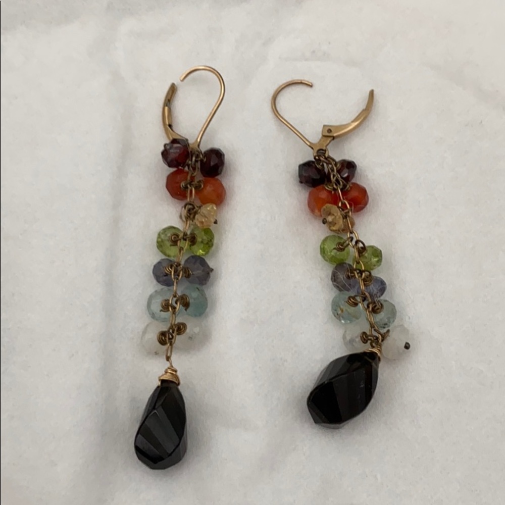 Hand beaded long earrings